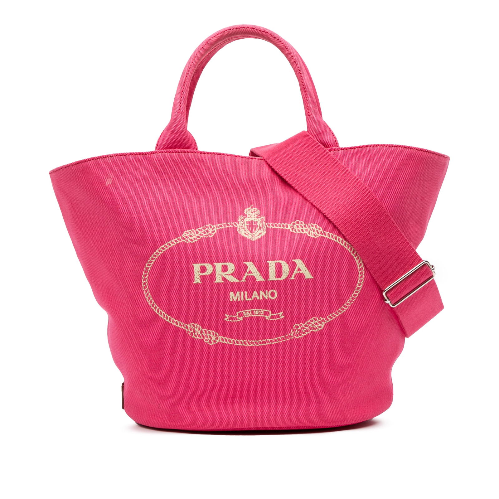 Prada Medium Pink Canvas Canapa Logo Convertible Shopping Tote (1 of 10)