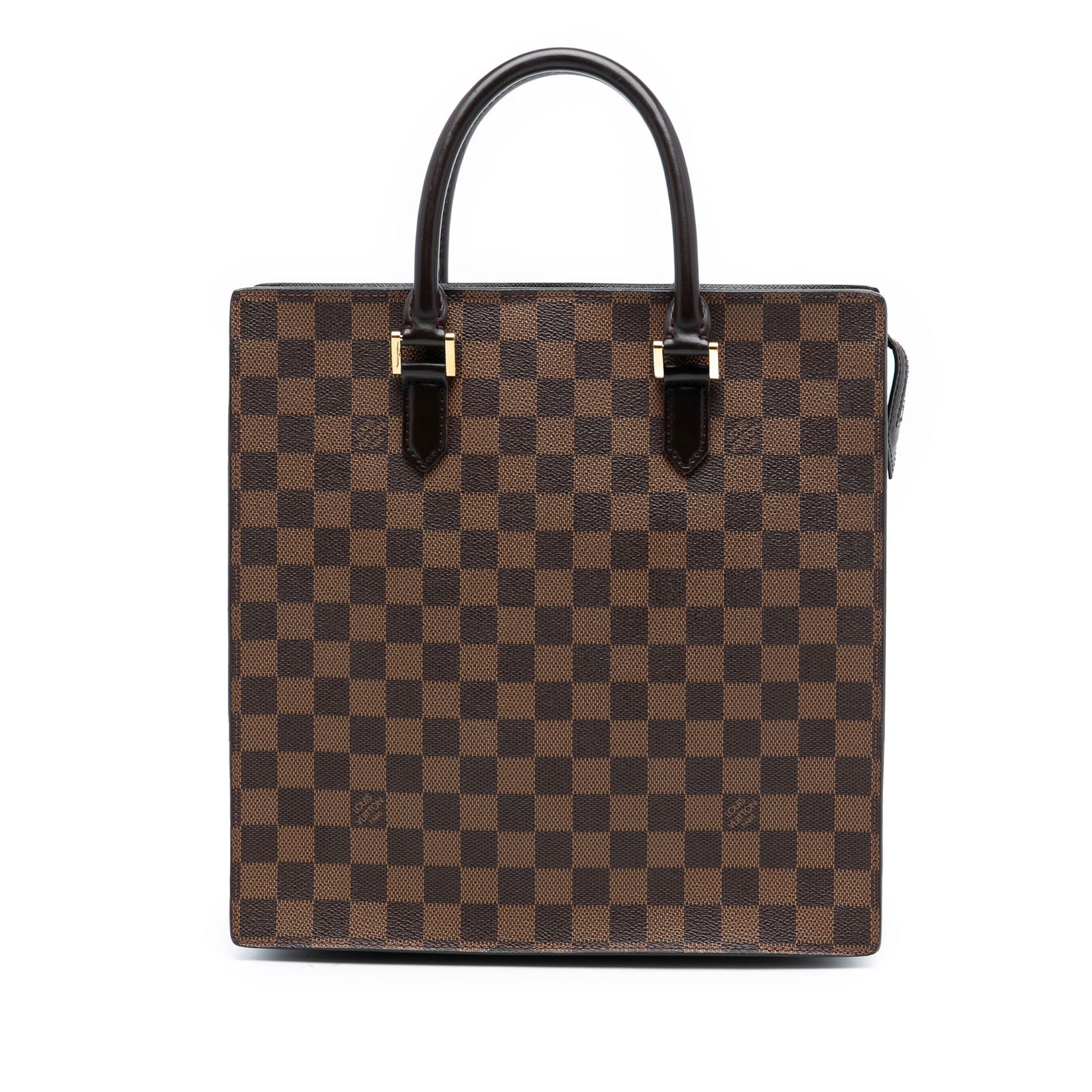 Louis Vuitton Venice Sac Plat Damier Ebene Canvas Handbag with Leather Trim: Louis Vuitton Venice Sac Plat Damier Ebene Canvas Handbag with Leather Trim The Louis Vuitton Damier Ebene Venice Sac Plat is crafted from signature Damier Ebene canvas with leather trim and features