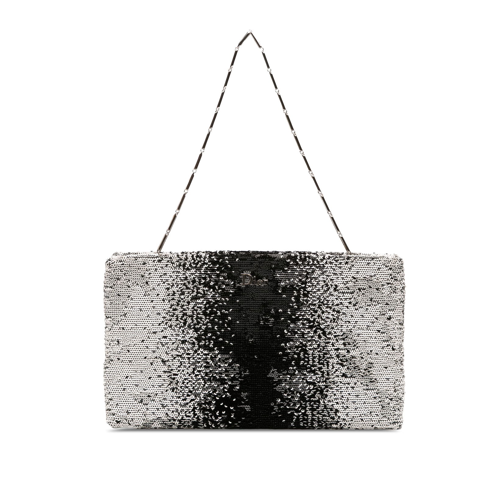 Dior Black Sequin Clutch with Silver Chain Strap (1 of 12)