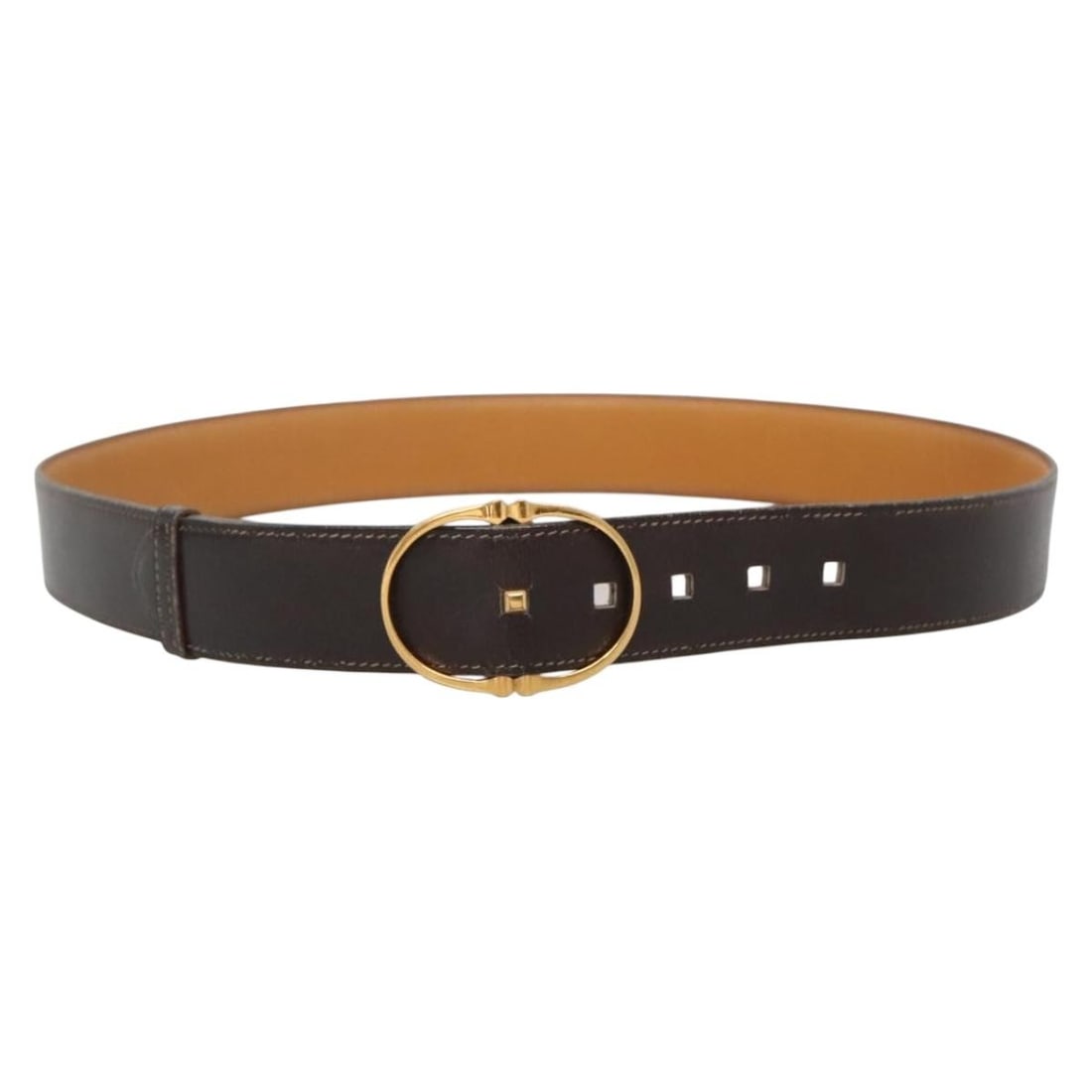 Brown Leather Vintage Belt by Hermes Unisex 93cm: Brown Leather Vintage Belt by Hermes Unisex 93cm This Hermes vintage belt is crafted from brown leather and features metal fittings. Designed for unisex use, it originates from France and measures 93