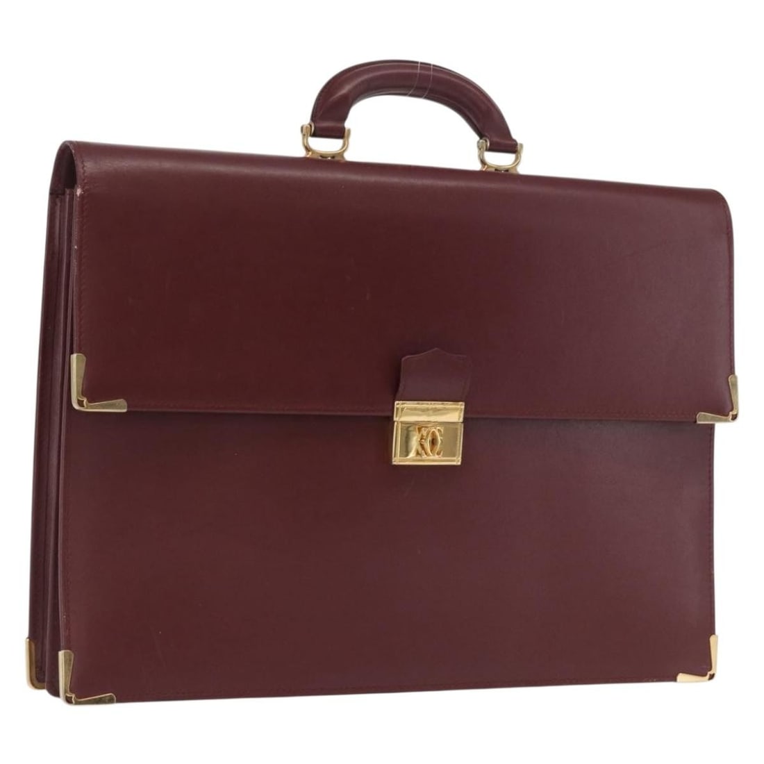 Must Line Bordeaux Leather Briefcase by Cartier with Gold Accents (1 of 18)