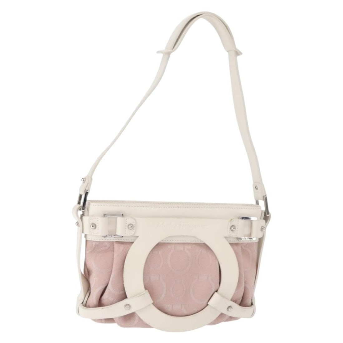 Green Leather Canvas Gancini Shoulder Bag by Salvatore Ferragamo with Dust Bag (1 of 18)