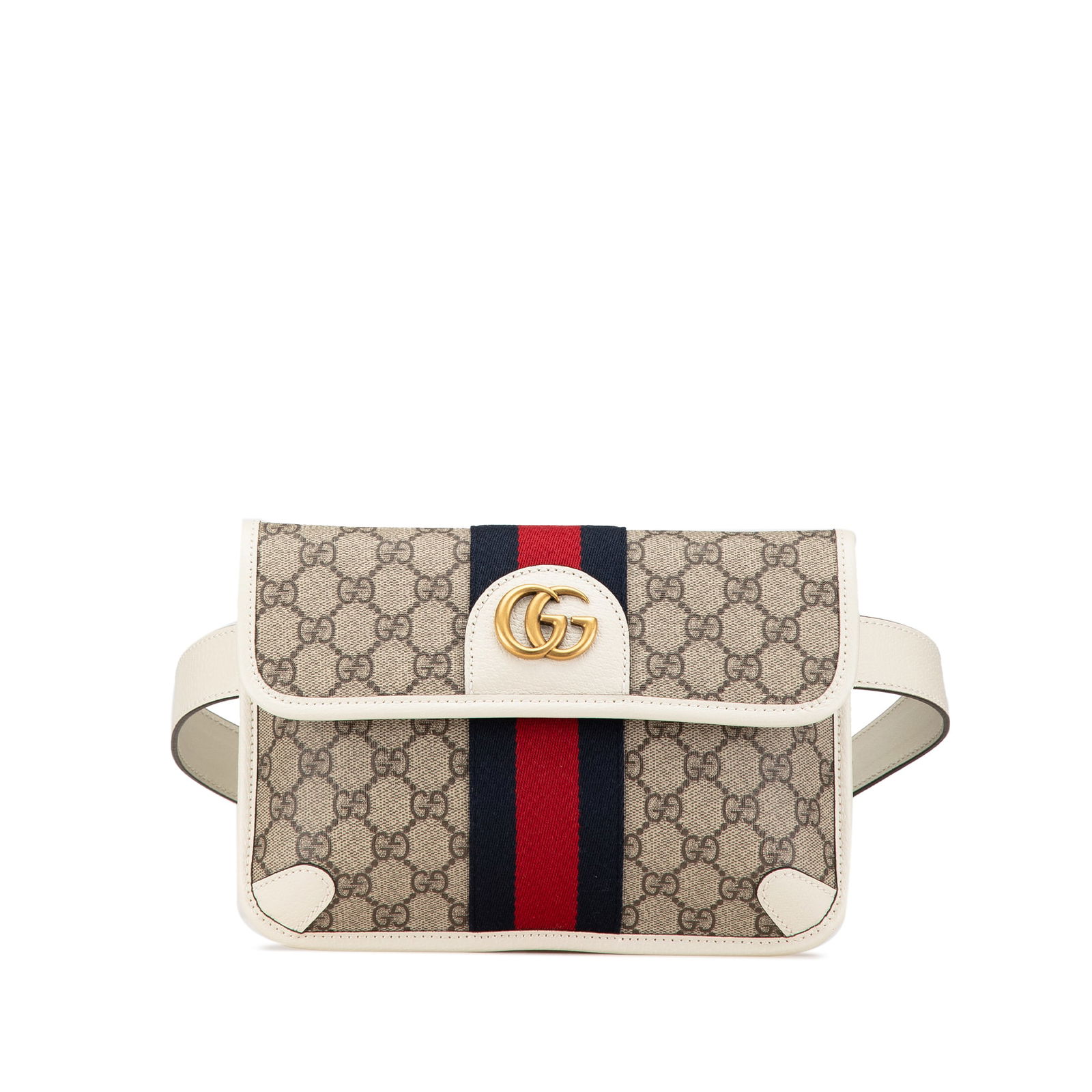 Gucci GG Supreme Ophidia Brown Belt Bag with Leather Trim (1 of 14)