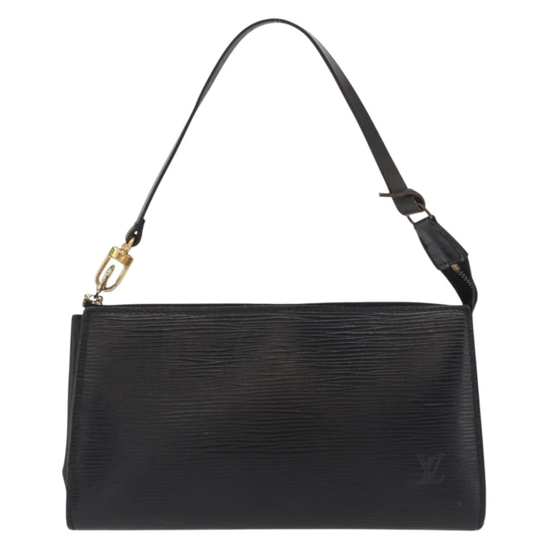 Black Leather Louis Vuitton Pochette Accessoires 24cm x 13cm x 3cm: Black Leather Louis Vuitton Pochette Accessoires 24cm x 13cm x 3cm Louis Vuitton Pochette Accessoires crafted from black Epi leather designed for women. This compact accessory measures 24cm x 13cm x 3