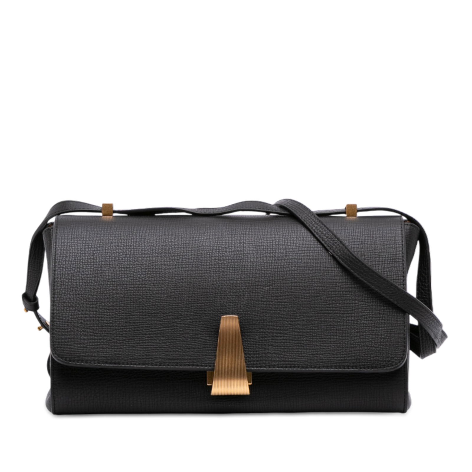 Black BV Angle Shoulder Bag by Bottega Veneta in Grained Calfskin Leather: Black BV Angle Shoulder Bag by Bottega Veneta in Grained Calfskin Leather This Bottega Veneta BV Angle Shoulder Bag is crafted from grained calfskin leather in black and features a flat leather strap,
