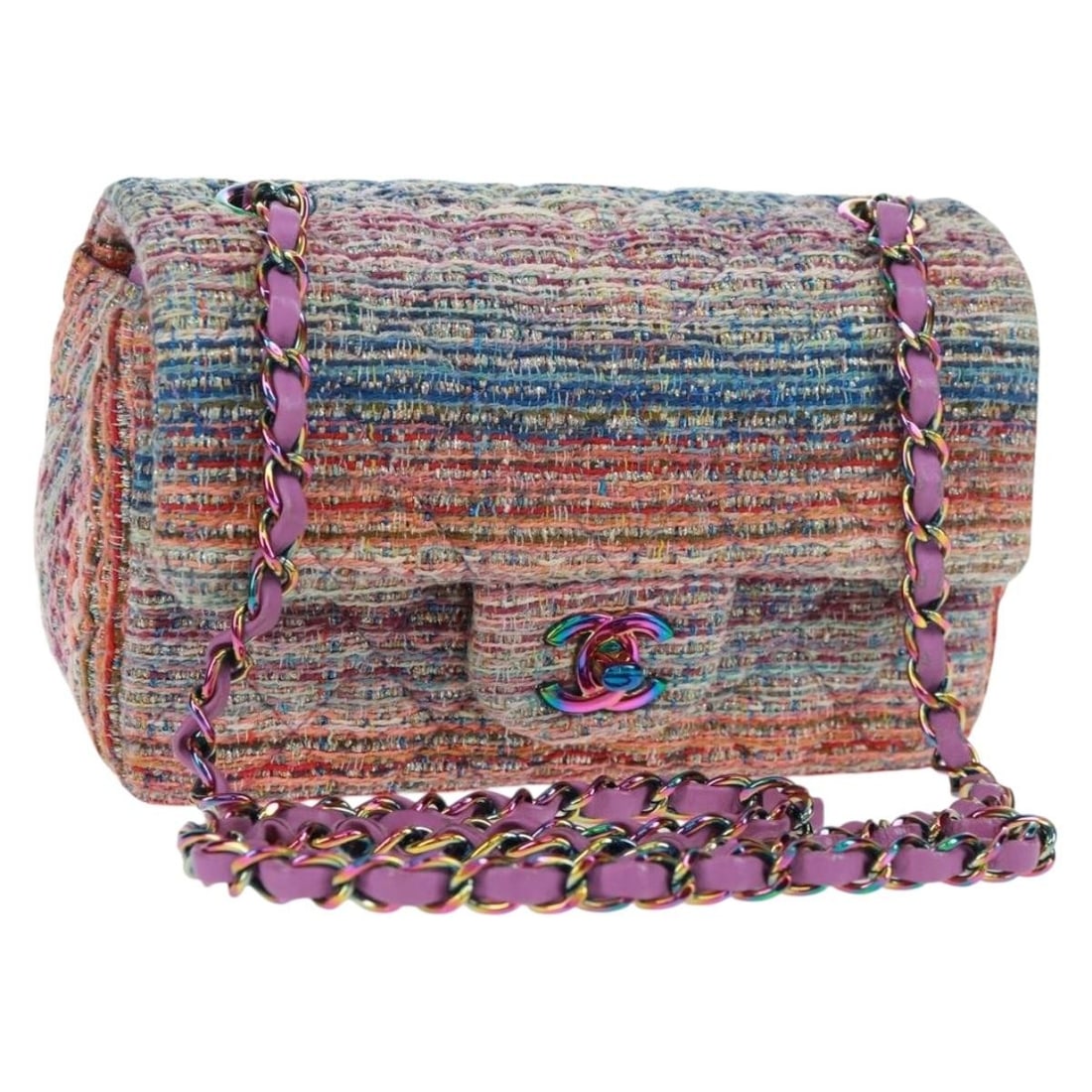 Chanel Multicolor Tweed Matelasse 20 Canvas Shoulder Bag Authenticated: Chanel Multicolor Tweed Matelasse 20 Canvas Shoulder Bag Authenticated This Chanel Matelasse 20 shoulder bag features a multicolor tweed canvas exterior with the iconic CC logo. Designed in France, it