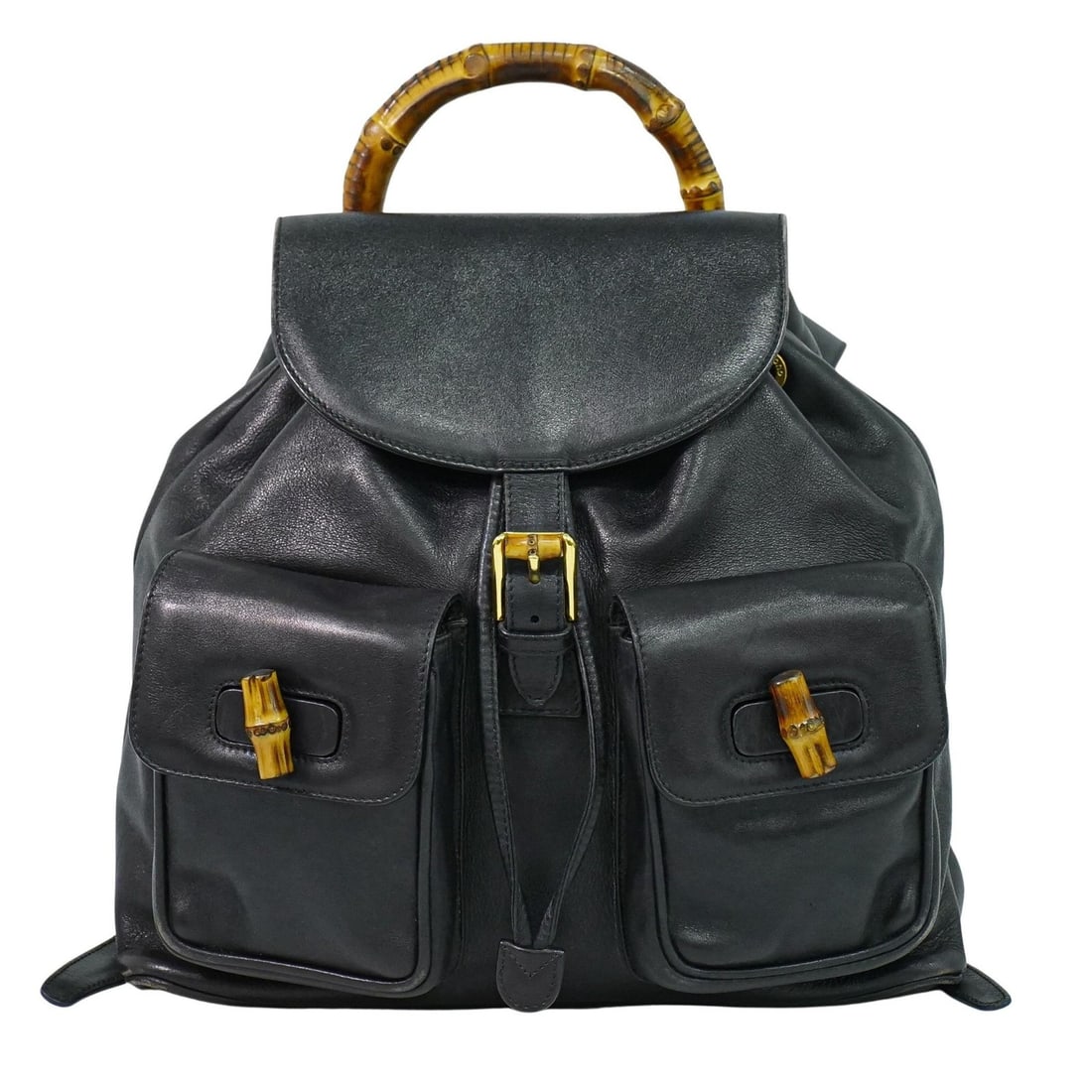 Leather Bamboo Backpack by Gucci in Black Vintage Style (1 of 15)