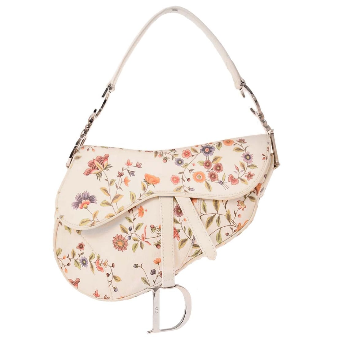 Christian Dior White Canvas Saddle Handbag 07-RU-0017 Italy: Christian Dior White Canvas Saddle Handbag 07-RU-0017 Italy Introducing the Christian Dior White Canvas Saddle Handbag, a stylish blend of elegance and functionality. This medium-sized handbag feature