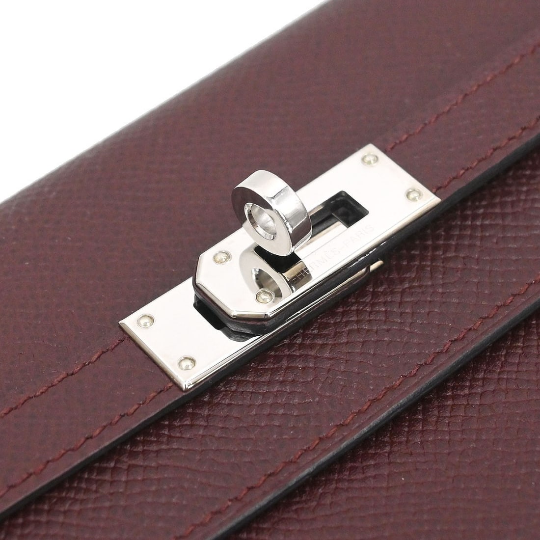 Bordeaux Epsom Leather Zip-Around Wallet by Hermes Kelly Collection - 4