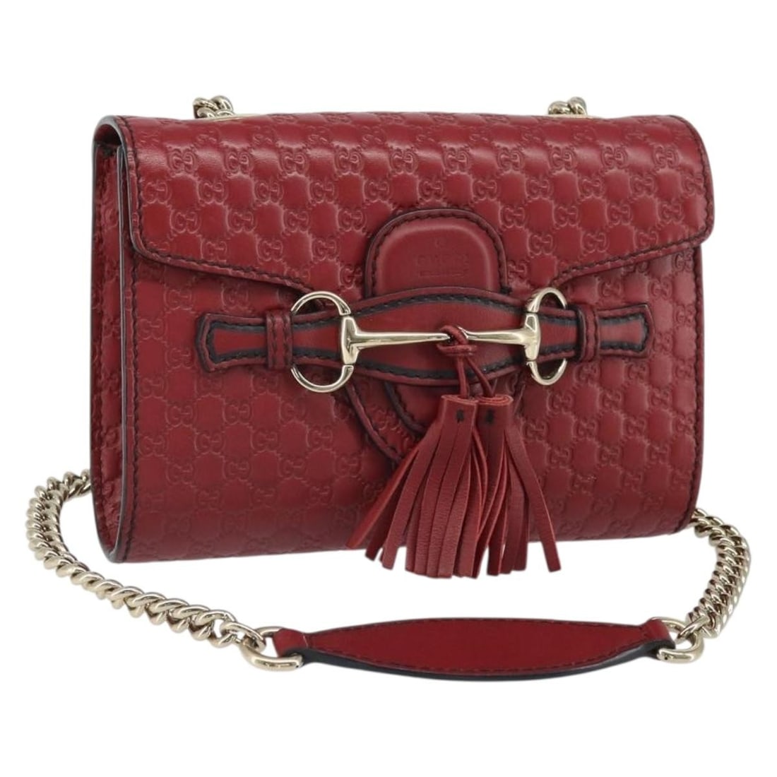 Red Gucci Emily Shoulder Bag Micro GG Canvas and Leather 449636 Italy (1 of 18)