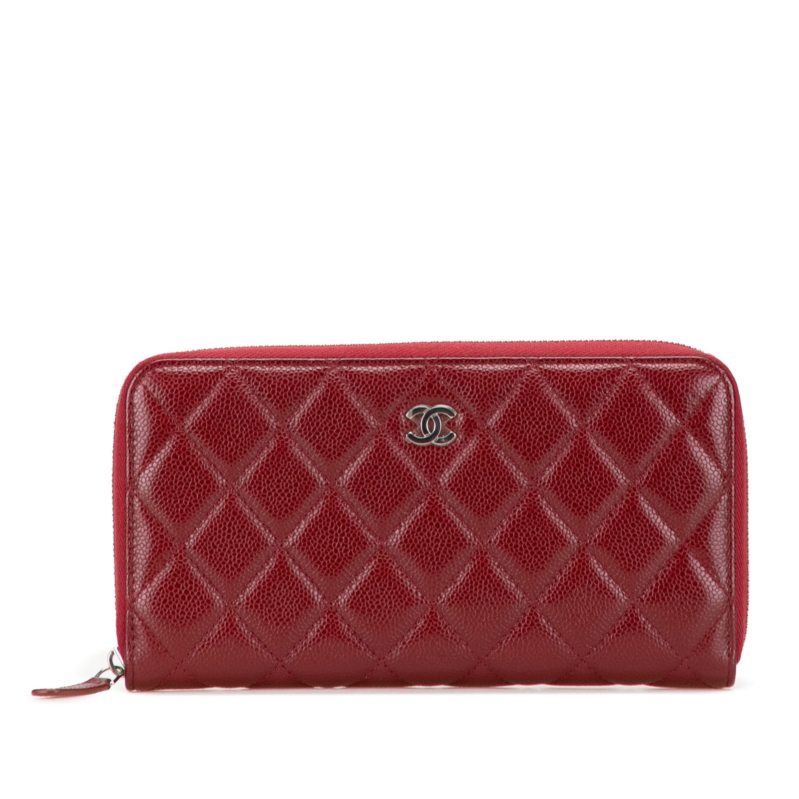 Chanel CC Quilted Caviar Red Long Wallet with Zip Closure (1 of 11)