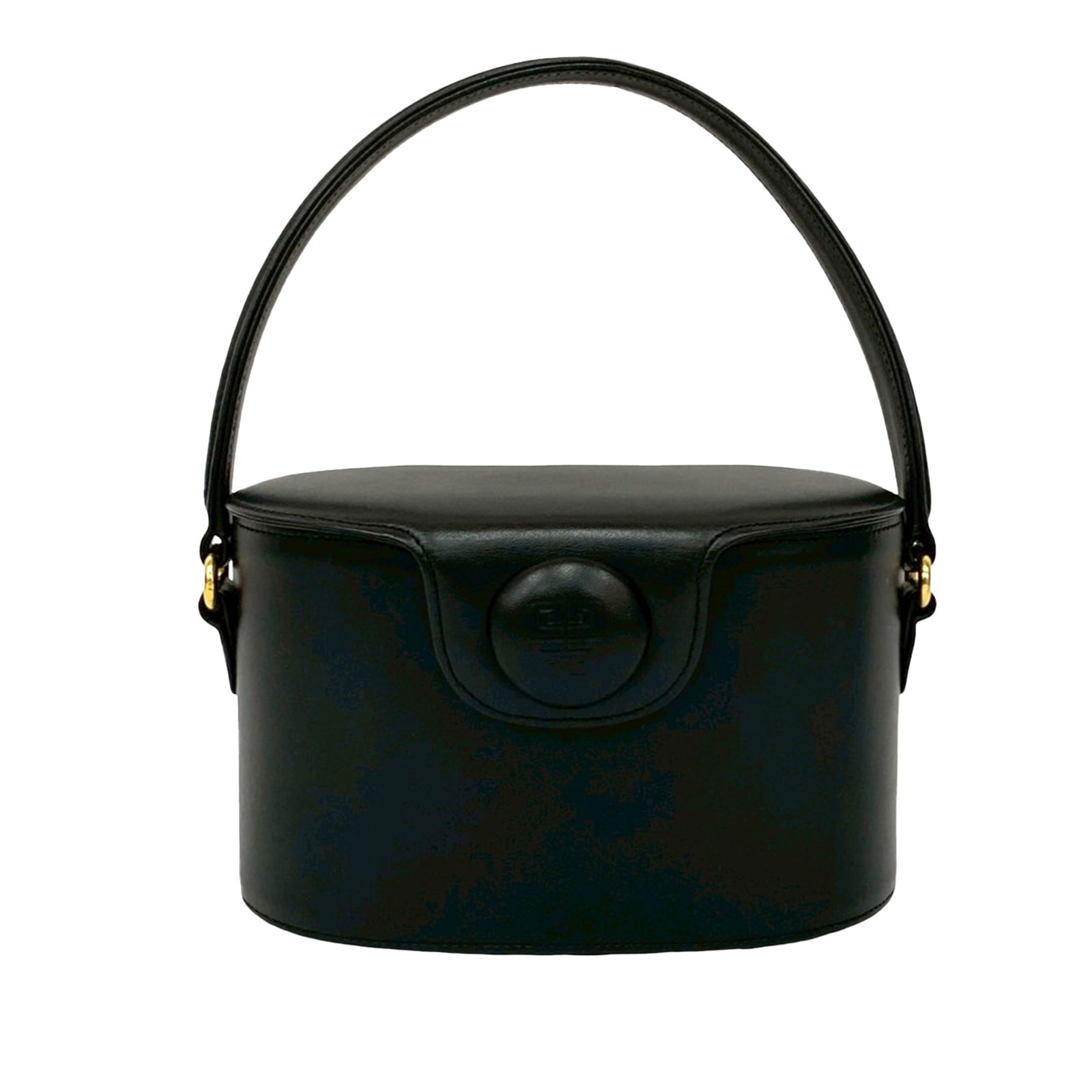 Givenchy Black Leather Vanity Purse with 4G Emblem: Givenchy Black Leather Vanity Purse with 4G Emblem This Givenchy Leather 4G Logo Vanity Bag features a sleek black leather exterior with a flat leather handle and a top flap secured by a magnetic clos