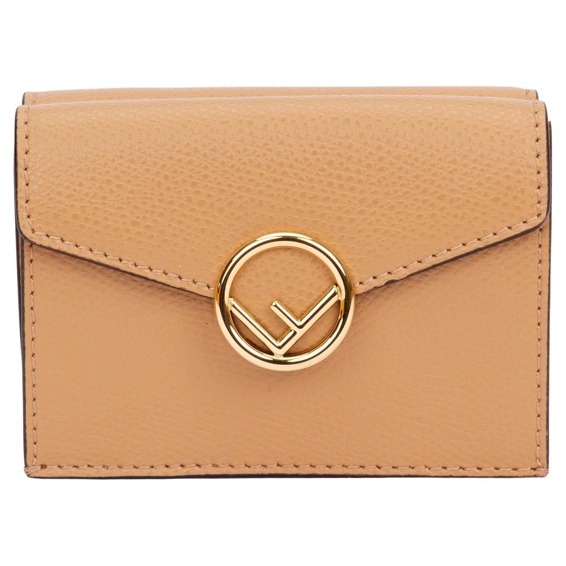 Fendi Beige Leather Wallet with F Circle Clasp BNIB: Fendi Beige Leather Wallet with F Circle Clasp BNIB This exquisite Fendi wallet is a perfect blend of luxury and functionality. Crafted from high-quality leather in a sophisticated beige tone, it feat