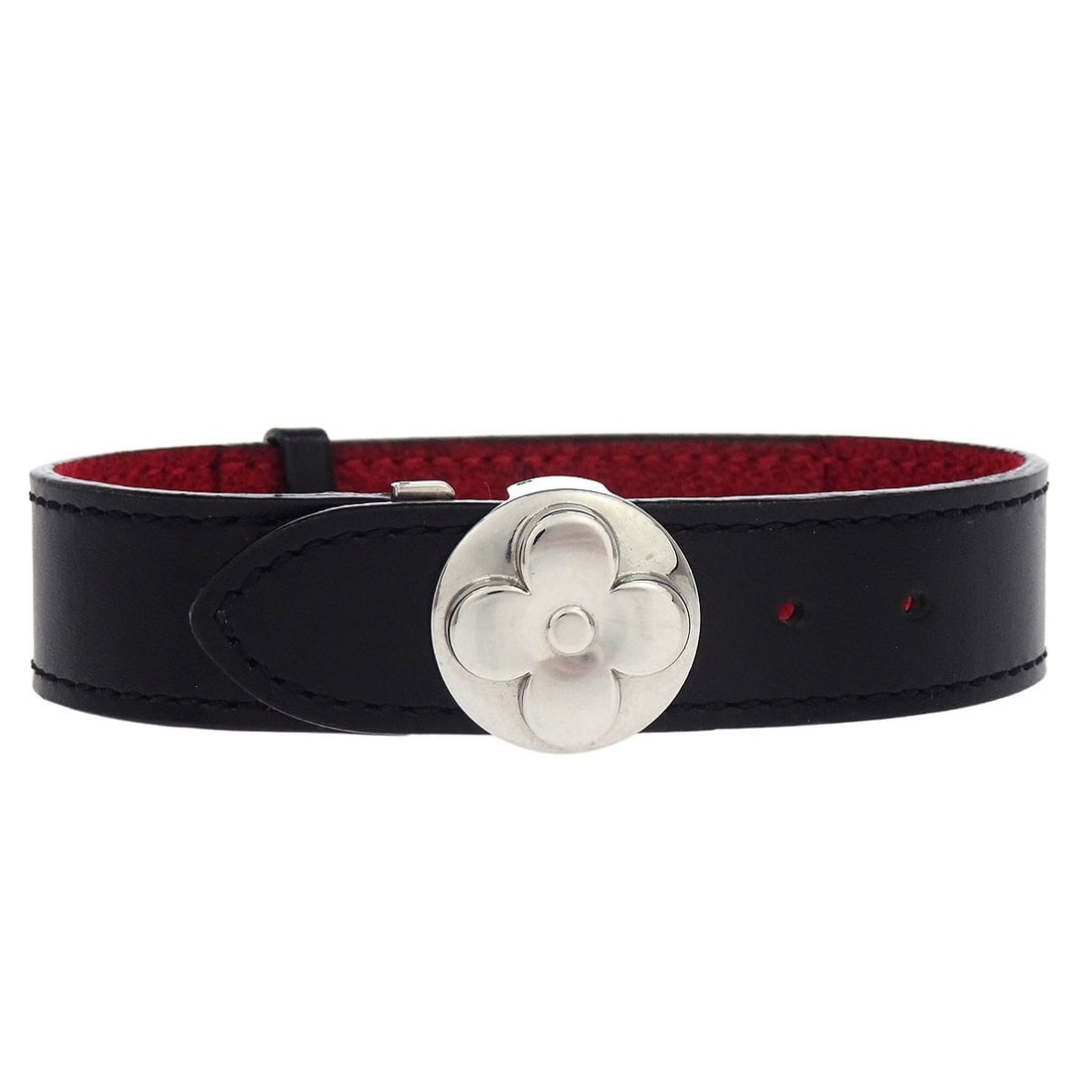 Louis Vuitton Black Monogram Leather Wrap Bracelet Bangle M64447: Louis Vuitton Black Monogram Leather Wrap Bracelet Bangle M64447 This exquisite Louis Vuitton Black Monogram Good Luck Bracelet Bangle showcases a sleek round design, crafted from high-quality leather