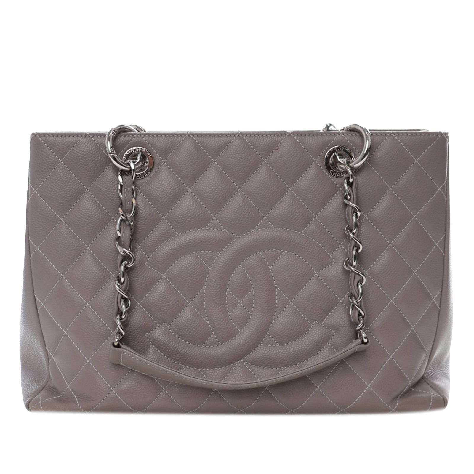 Chanel Quilted Caviar Leather Grand Shopping Tote Shoulder Bag Gray (1 of 15)