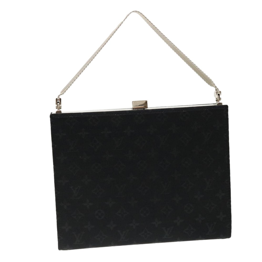LOUIS VUITTON Monogram Satin Ange MM Hand Bag Black M92101 Auth (1 of 18)
