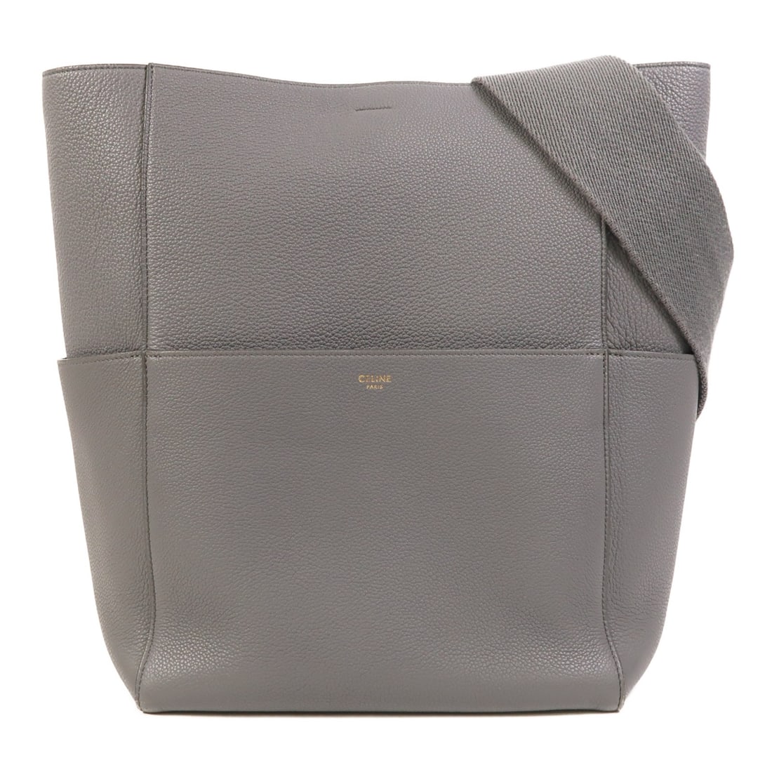 Celine Sangle Large Shoulder Bag in Gray Calfskin with Gold Hardware (1 of 18)