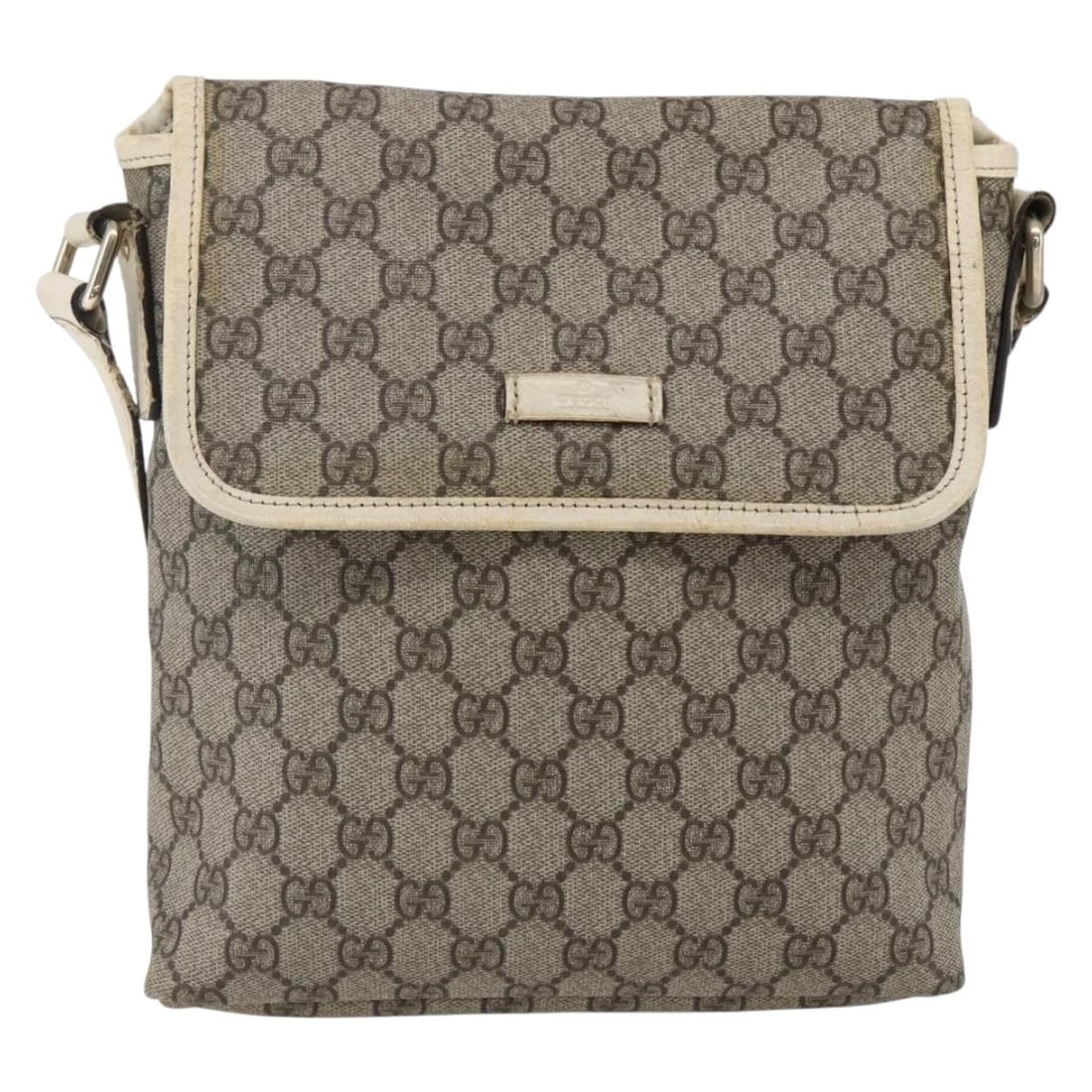 Beige Gucci Flap Messenger Bag PVC Coated Canvas 21cm by 23cm (1 of 18)