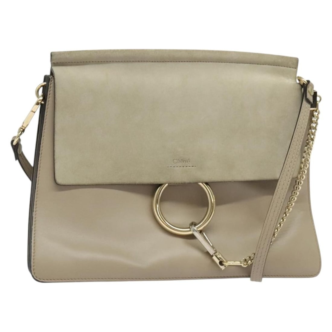 Chloe Faye Beige Suede and Leather Shoulder Bag 32cm (1 of 18)