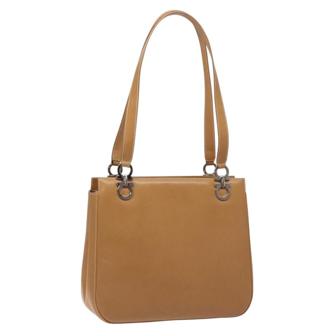 Gancini Leather Shoulder Bag by Salvatore Ferragamo Brown (1 of 18)