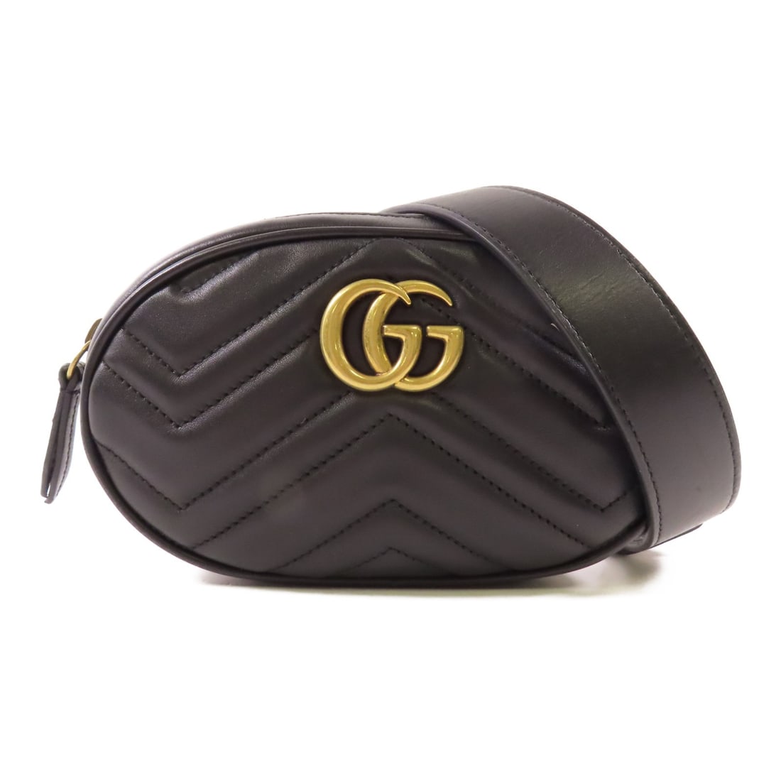 GUCCI GG Marmont Black Leather Waist Bag 476434 (1 of 18)