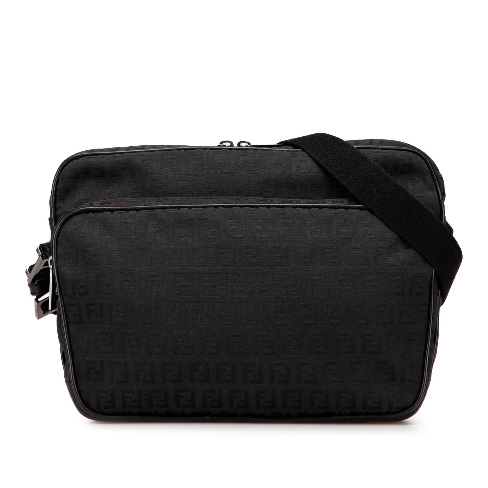 Fendi Zucchino Canvas Crossbody Bag Black Italy: Fendi Zucchino Canvas Crossbody Bag Black Italy This Fendi Zucchino Crossbody bag showcases a stylish canvas body complemented by leather trim. Designed for practicality, it features an adjustable fla