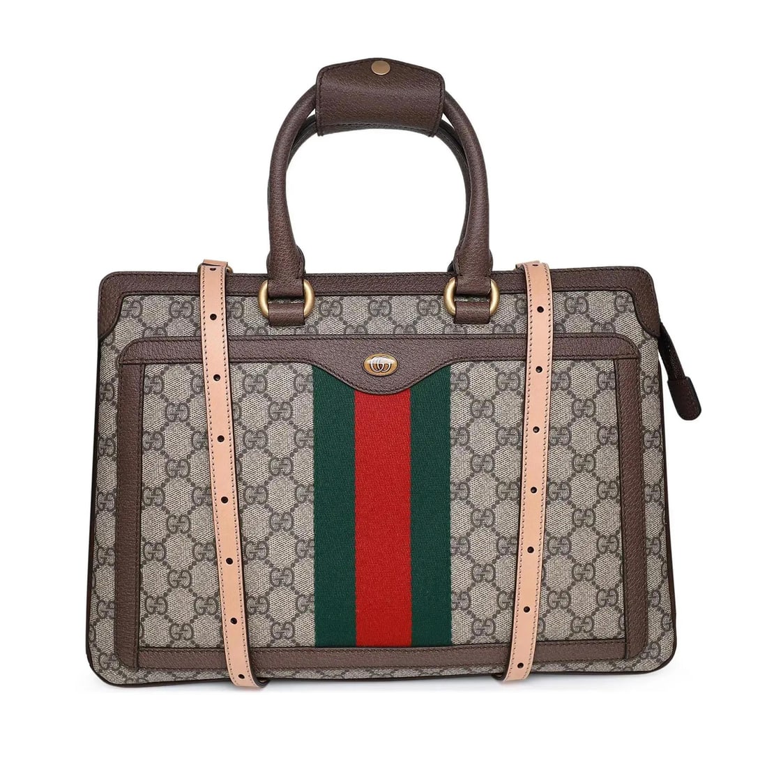 Gucci Ophidia GG Supreme Beige Leather Convertible Backpack Tote: Gucci Ophidia GG Supreme Beige Leather Convertible Backpack Tote Introducing the Gucci Ophidia GG Supreme Canvas Leather Convertible Women's Backpack, a luxurious blend of style and functionality. Thi