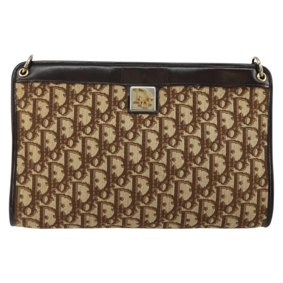 Vintage Christian Dior Brown Canvas Trotter Shoulder Bag: Vintage Christian Dior Brown Canvas Trotter Shoulder Bag This pre-owned Christian Dior Vintage Trotter shoulder bag for women features brown canvas material with leather elements. It measures 28cm x 1