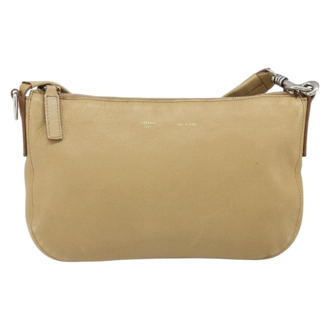 Celine Beige Leather Vintage Shoulder Purse for Women: Celine Beige Leather Vintage Shoulder Purse for Women This Celine vintage shoulder bag is crafted from beige leather and designed for women. It features a classic silhouette with a shoulder strap, met