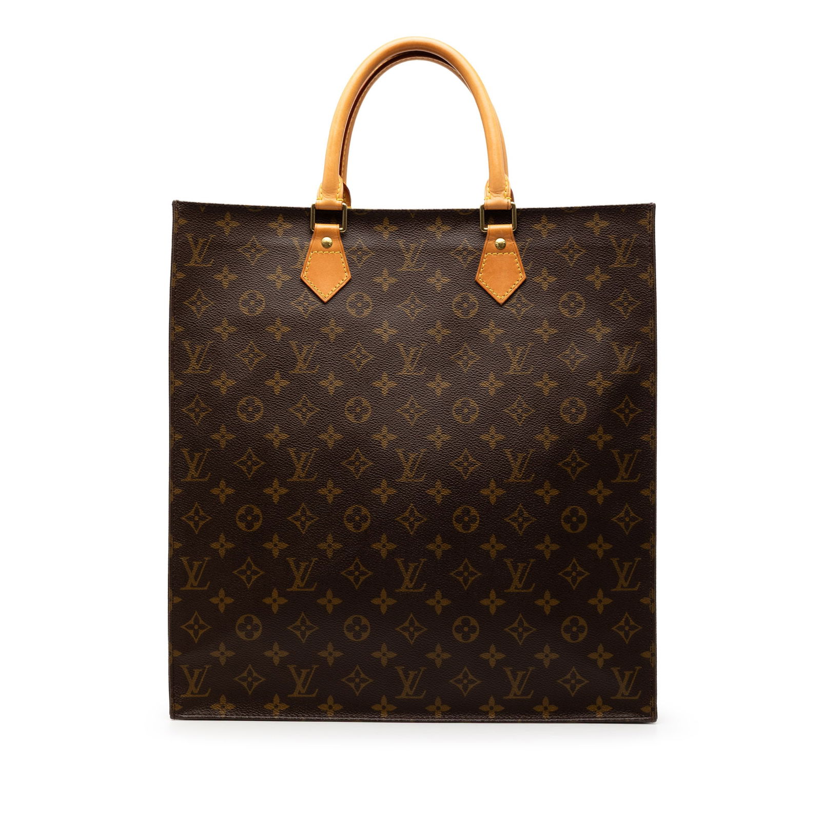 Monogram Canvas Sac Plat Tote by Louis Vuitton with Vachetta Leather Handles: Monogram Canvas Sac Plat Tote by Louis Vuitton with Vachetta Leather Handles The Louis Vuitton Monogram Sac Plat features the brand's signature monogram canvas with rolled vachetta leather handles. De