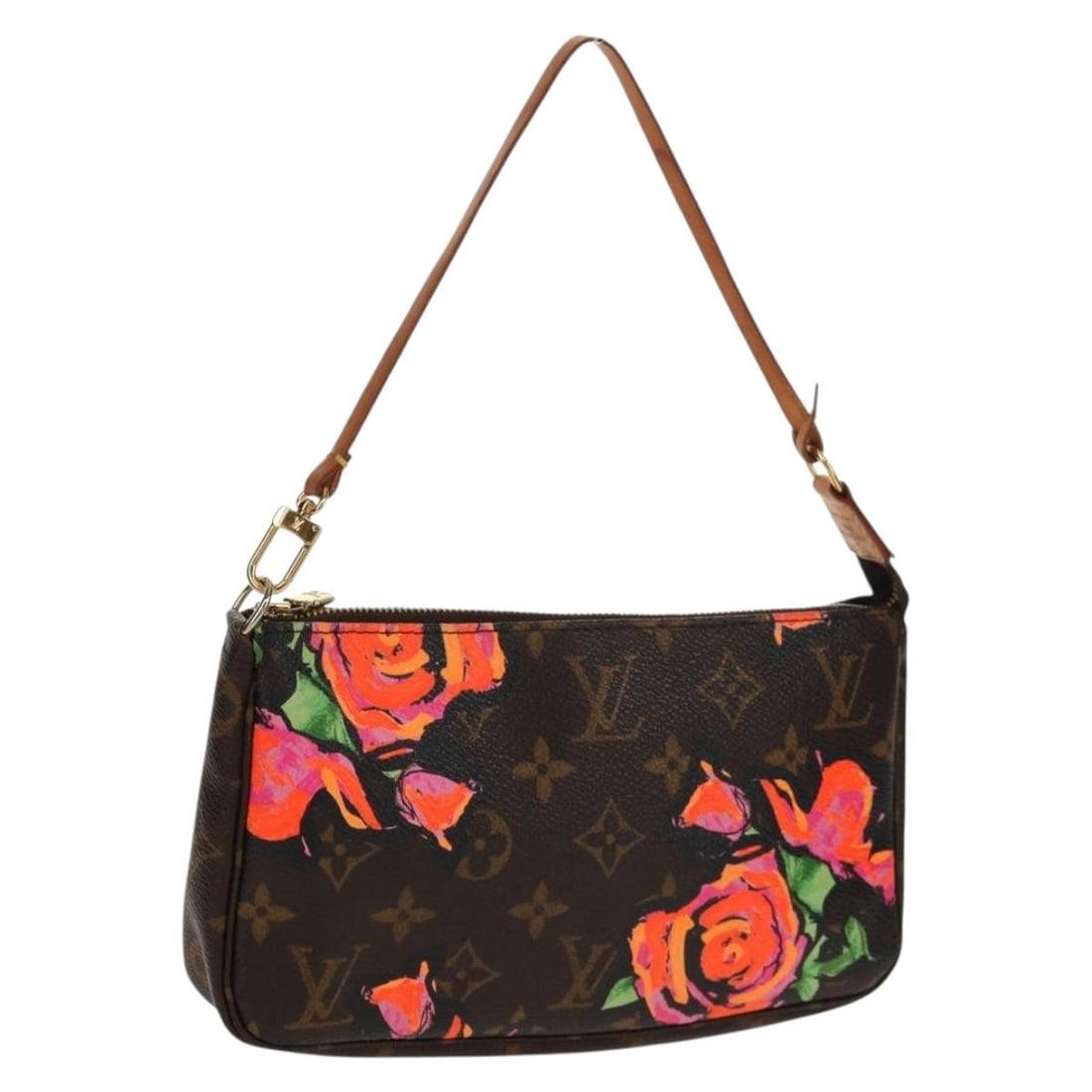 Louis Vuitton Monogram Rose Canvas Pochette Accessoires Bag M48615 with Dust Bag: Louis Vuitton Monogram Rose Canvas Pochette Accessoires Bag M48615 with Dust Bag This Louis Vuitton Monogram Rose Pochette Accessoires Pouch features the classic Monogram canvas exterior and is crafte