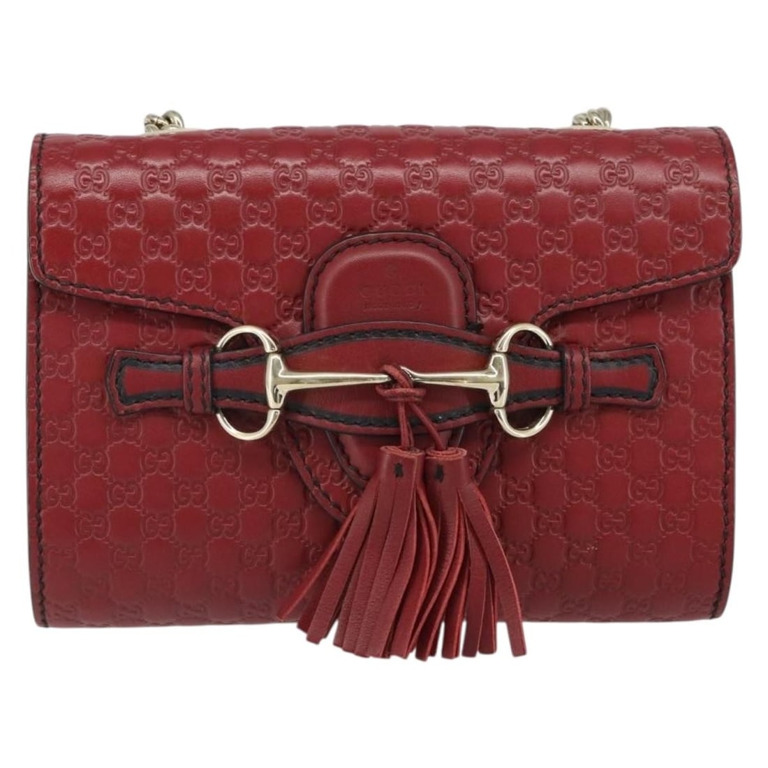 Gucci Emily Microguccissima Leather Red Chain Shoulder Flap Bag (1 of 18)