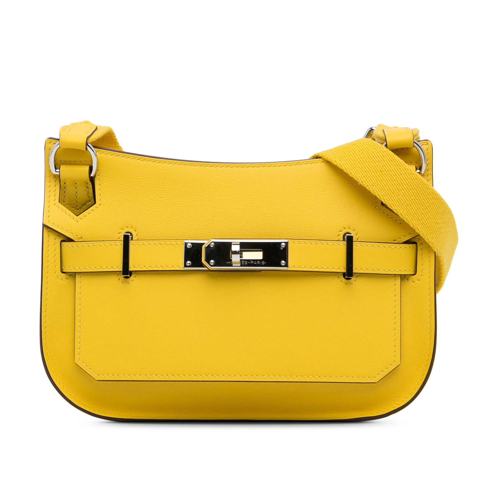 Hermes Swift Mini Jypsiere Yellow Leather Bag with Dust Bag: Hermes Swift Mini Jypsiere Yellow Leather Bag with Dust Bag The Hermes Swift Mini Jypsiere is a stylish and functional bag crafted from swift leather. This mini-sized bag features a detachable flat le
