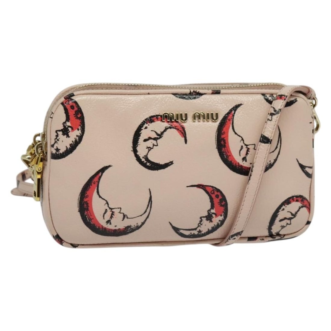 Miu Miu Leather Shoulder Bag Pink Gold Auth 138543: Miu Miu Leather Shoulder Bag Pink Gold Auth 138543 This Miu Miu shoulder bag showcases a stunning pink and gold leather exterior, combining elegance with practicality. Crafted in Turkey, this stylish