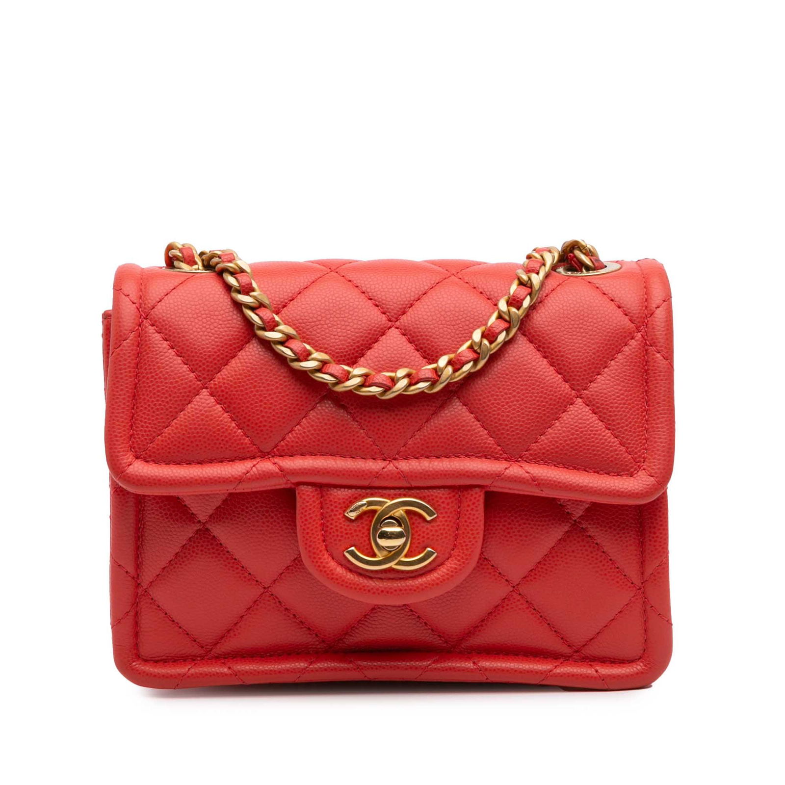 Chanel Mini Quilted Caviar Flap Bag Red Leather Crossbody: Chanel Mini Quilted Caviar Flap Bag Red Leather Crossbody Discover the timeless elegance of the Chanel Mini Quilted Caviar Sweet Classic Flap bag. This stunning crossbody bag is crafted from luxurious