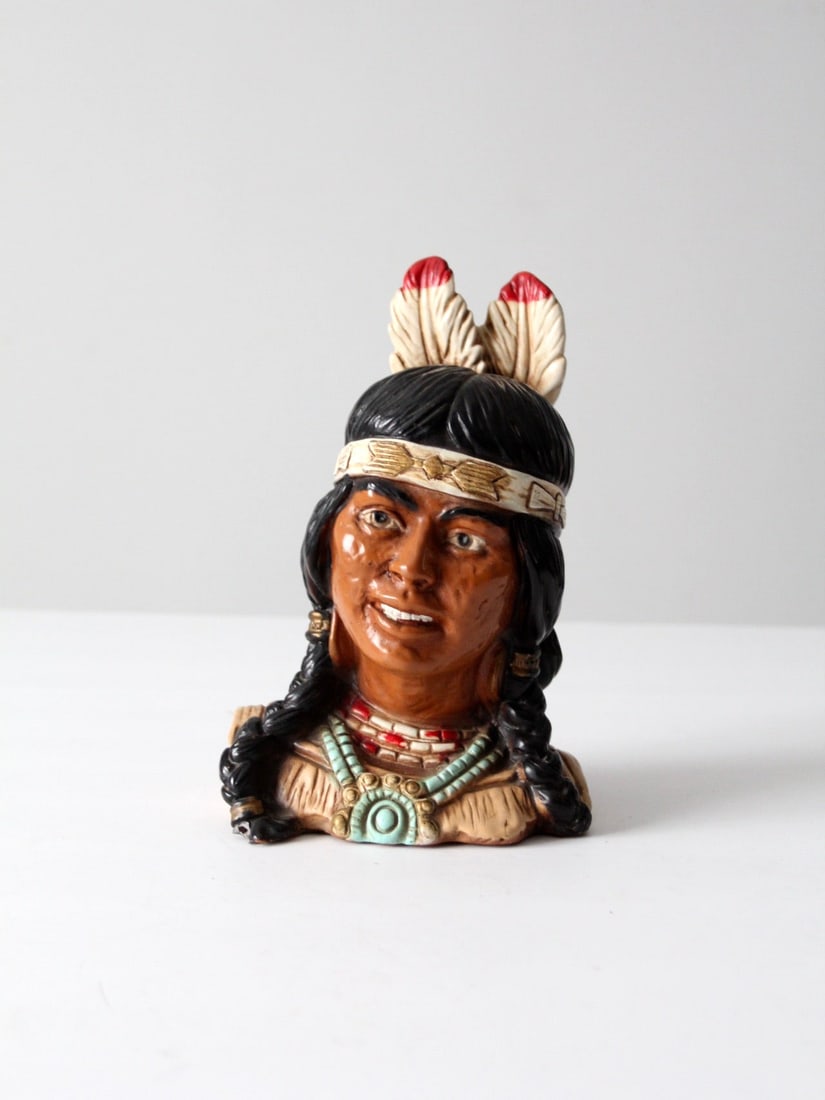 Native American Bust by Universal Statuary Corp 1974 Plaster Sculpture (1 of 12)
