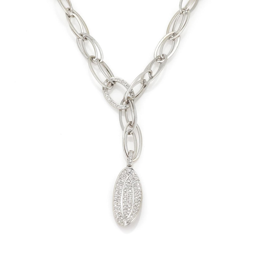 Modern 1.00ct Diamond Leaf Pendant Necklace in 14k White Gold (1 of 5)