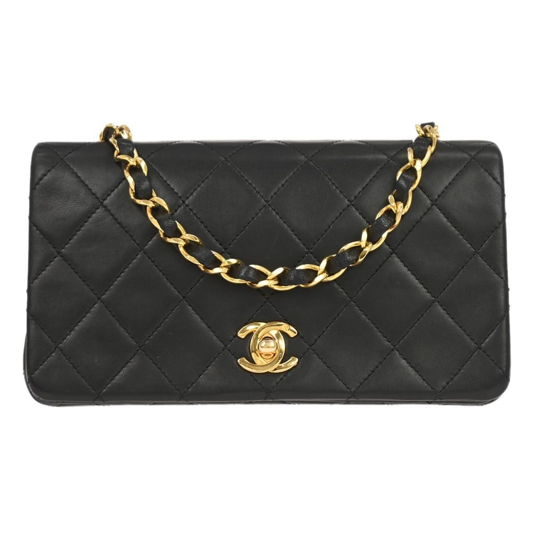 Mini Full Flap Shoulder Bag Chanel Black Lambskin Quilted Single Chain (1 of 11)