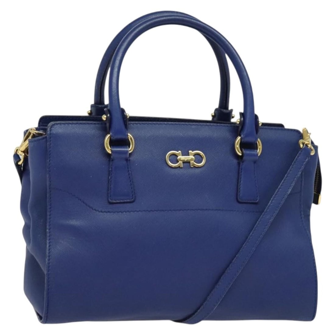 Beky Tote Bag by Salvatore Ferragamo in Blue Saffiano Leather (1 of 18)
