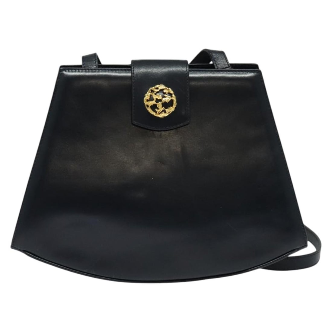 Navy Leather Shoulder Bag by Salvatore Ferragamo 27x19x7cm: Navy Leather Shoulder Bag by Salvatore Ferragamo 27x19x7cm This Salvatore Ferragamo shoulder bag is crafted from navy leather, designed for women. It features a compact shape suitable for everyday use
