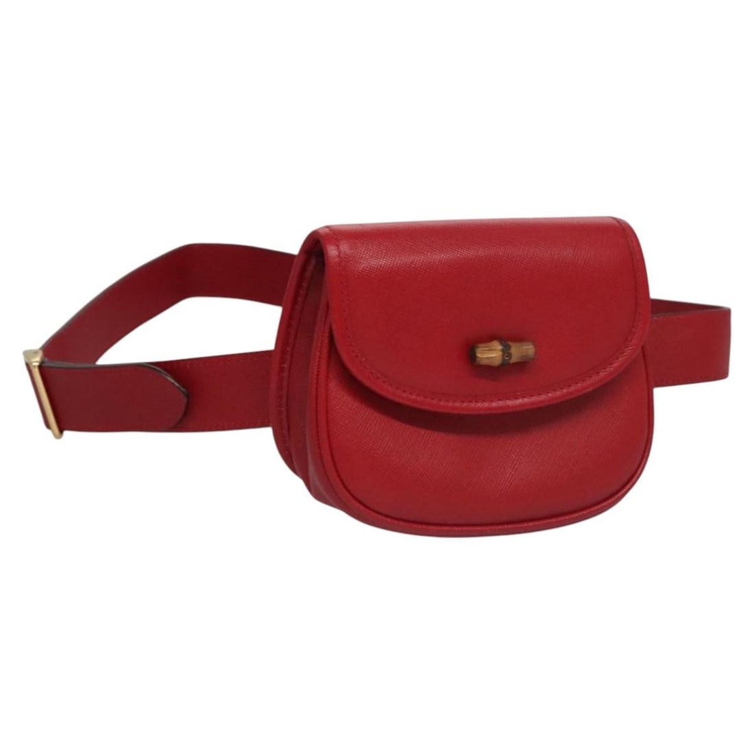 Gucci Bamboo 1947 Red Leather Belt Bag 14cm by 10cm by 4cm: Gucci Bamboo 1947 Red Leather Belt Bag 14cm by 10cm by 4cm This Gucci Bamboo 1947 Belt Bag for women features red leather construction with metal fittings. The compact bag measures 14cm x 10cm x 4cm a