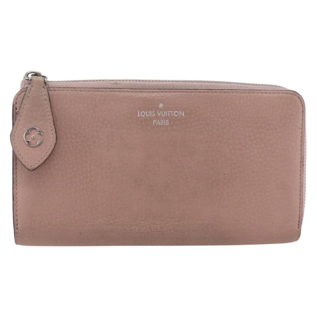 Louis Vuitton Pink Leather Comete Wallet for Women: Louis Vuitton Pink Leather Comete Wallet for Women This Louis Vuitton Comete Wallet for women features pink leather construction with multiple compartments. It shows signs of wear, including surface r