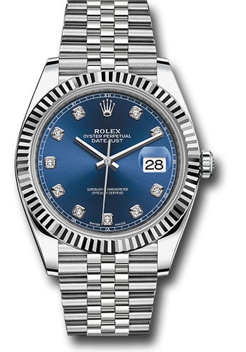 Rolex Datejust 41 Ref 126334 Blue Diamond Dial Jubilee Bracelet 2019: Rolex Datejust 41 Ref 126334 Blue Diamond Dial Jubilee Bracelet 2019 This is a Rolex Datejust 41 men's watch, reference 126334, featuring a blue dial with diamond hour markers. The watch includes a fl