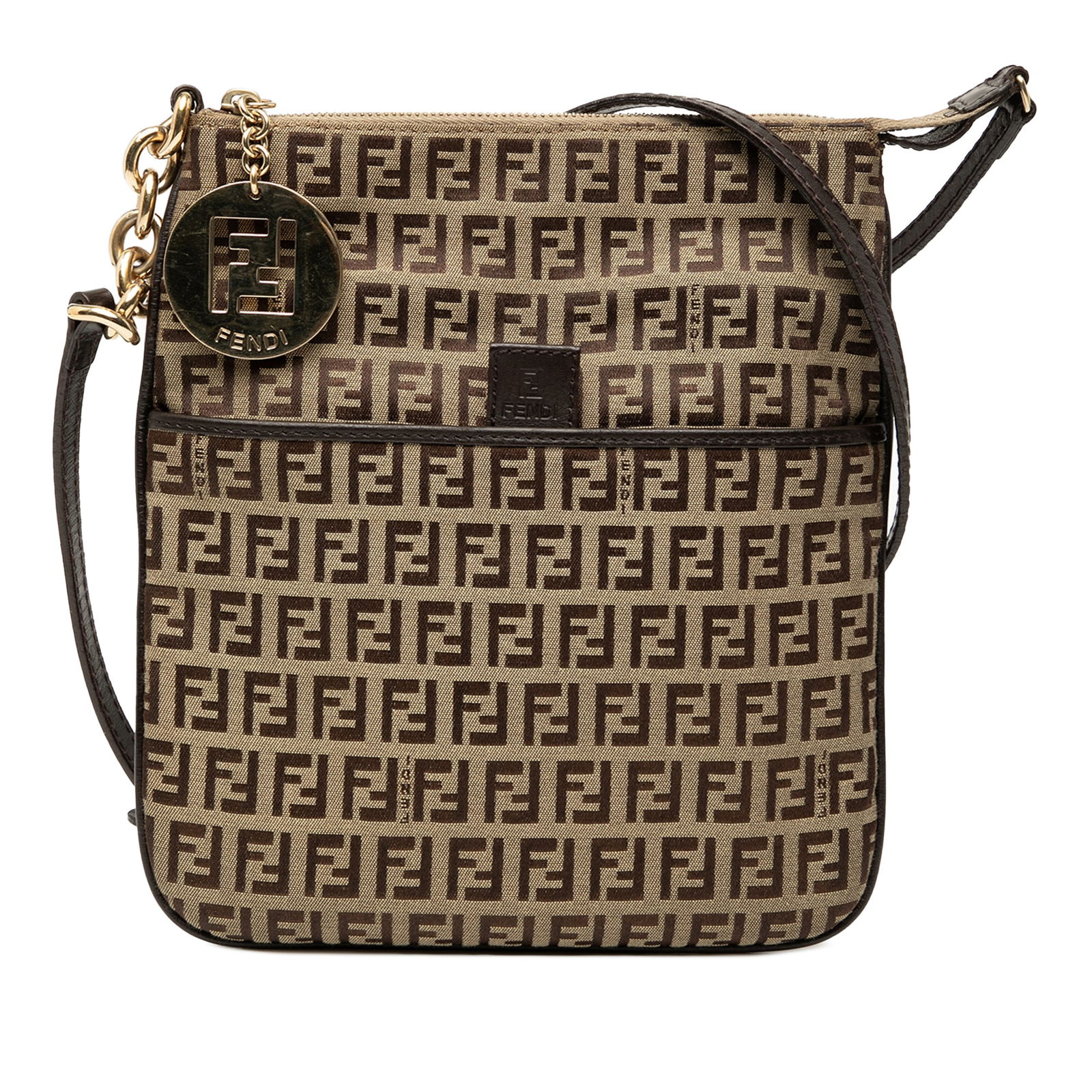 Fendi Zucchino Canvas Forever Crossbody Bag Italy Brown: Fendi Zucchino Canvas Forever Crossbody Bag Italy Brown Elevate your accessory collection with the Fendi Zucchino Canvas Forever Crossbody. This stylish bag is crafted from coated canvas and features