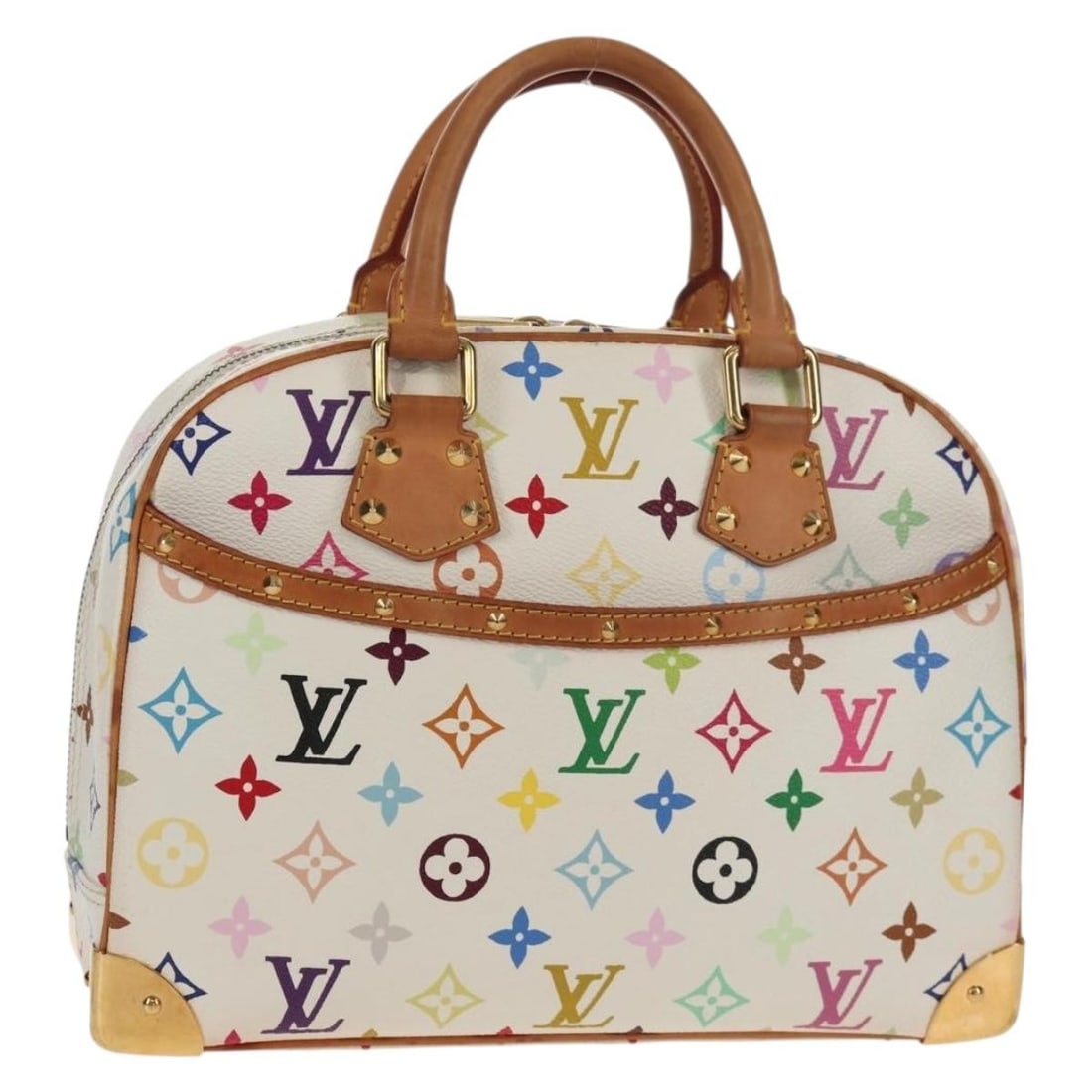 LOUIS VUITTON Monogram Multicolor Trouville Hand Bag White M92663 Auth (1 of 18)