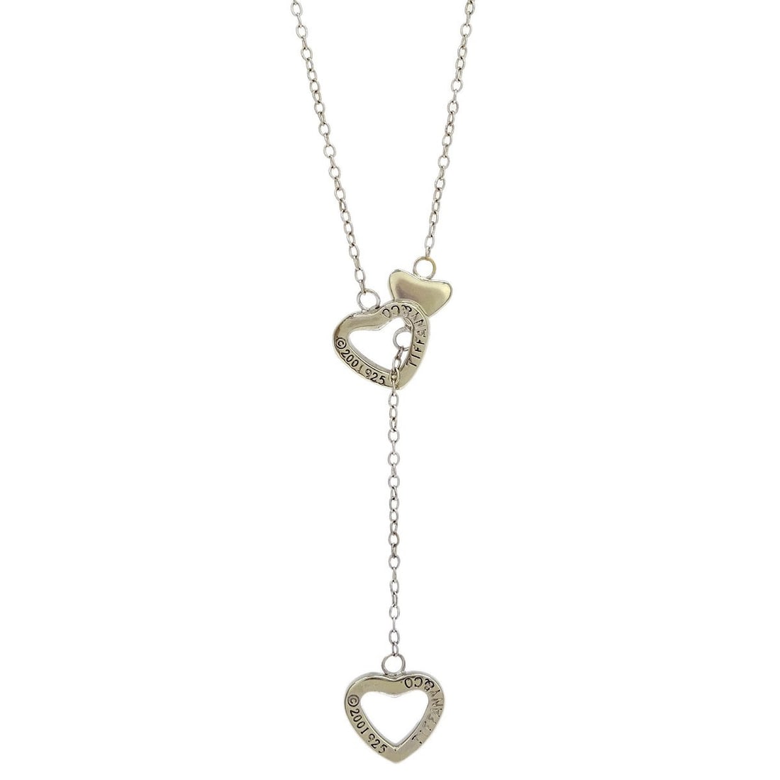 Tiffany & Co. Heart Link Lariat Necklace Ag925 Silver Charm: Tiffany & Co. Heart Link Lariat Necklace Ag925 Silver Charm This stunning Tiffany & Co. Heart Link Lariat Necklace is crafted from high-quality Ag925 silver, showcasing a charming and elegant design.