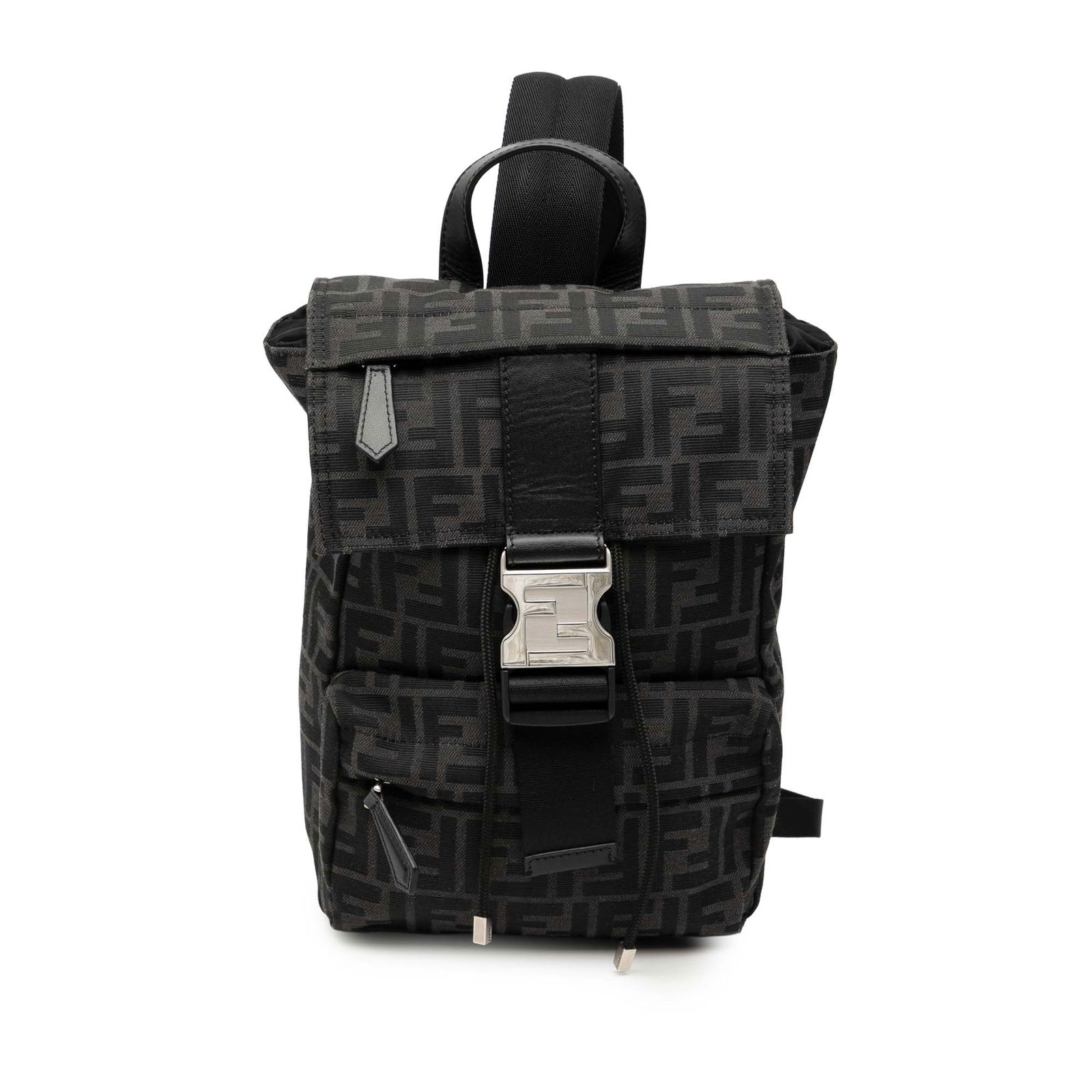 Fendi Fendiness Black Canvas Mini Zucca Backpack with Leather Handle (1 of 8)