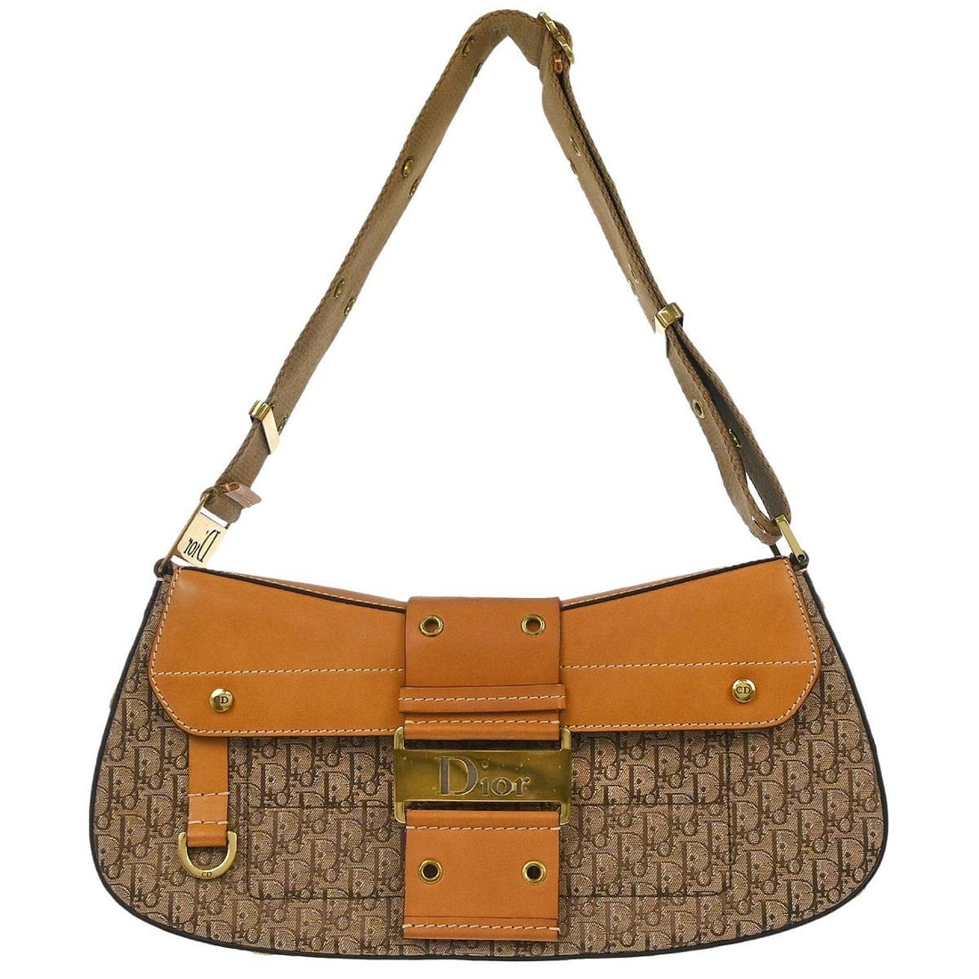 Dior Street Chic Columbus Medium Brown Canvas Leather Shoulder Bag: Dior Street Chic Columbus Medium Brown Canvas Leather Shoulder Bag This Christian Dior Street Chic Columbus shoulder bag features a medium-sized silhouette with a brown canvas and leather exterior. Th