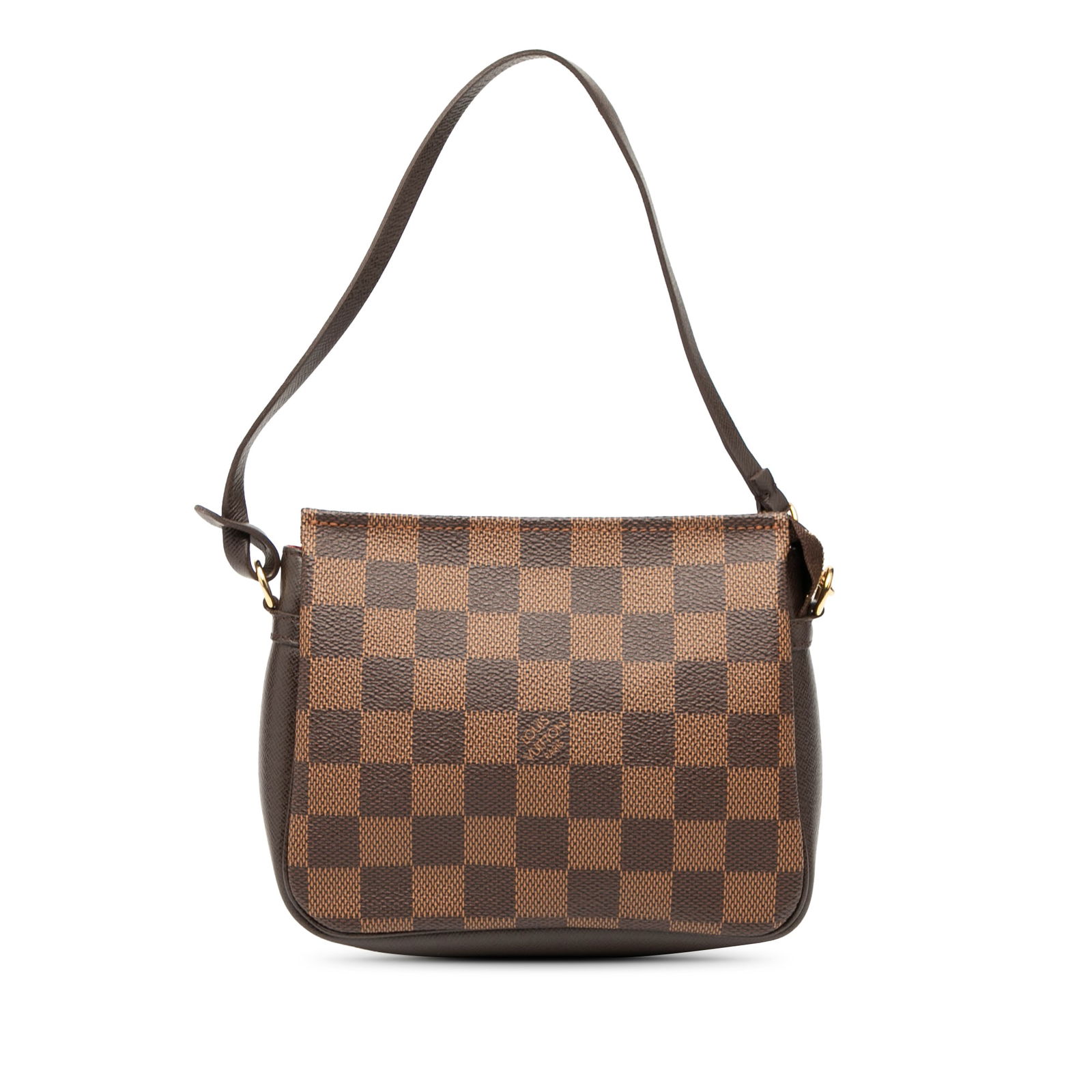 Louis Vuitton Damier Ebene Trousse Pochette Brown Fabric Bag: Louis Vuitton Damier Ebene Trousse Pochette Brown Fabric Bag The Louis Vuitton Damier Ebene Trousse Pochette is a stylish and practical accessory crafted from durable damier canvas with leather trim.