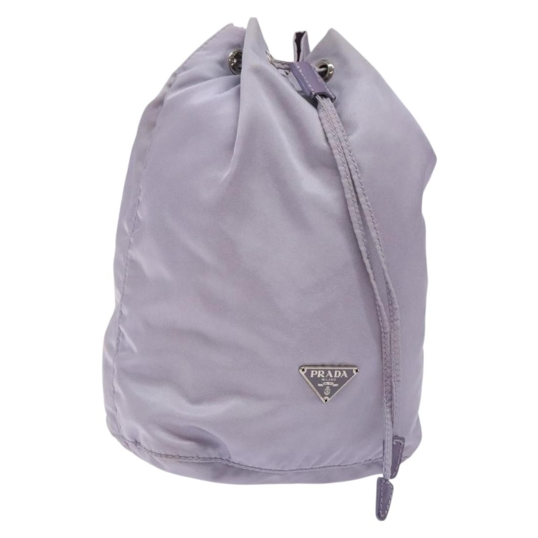 Prada Vela Nylon Purple Bucket Pouch Drawstring Handbag: Prada Vela Nylon Purple Bucket Pouch Drawstring Handbag This Prada Vela Drawstring Bucket Pouch is crafted from purple nylon and features a drawstring closure. Designed for women, it offers a spacious
